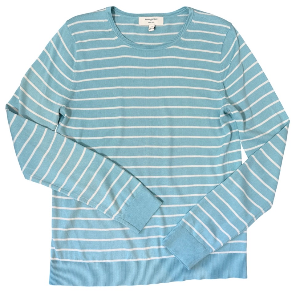 Banana Republic Forever Sweater (M)‎ Lightweight Stripe Capsule Wardrobe Staple